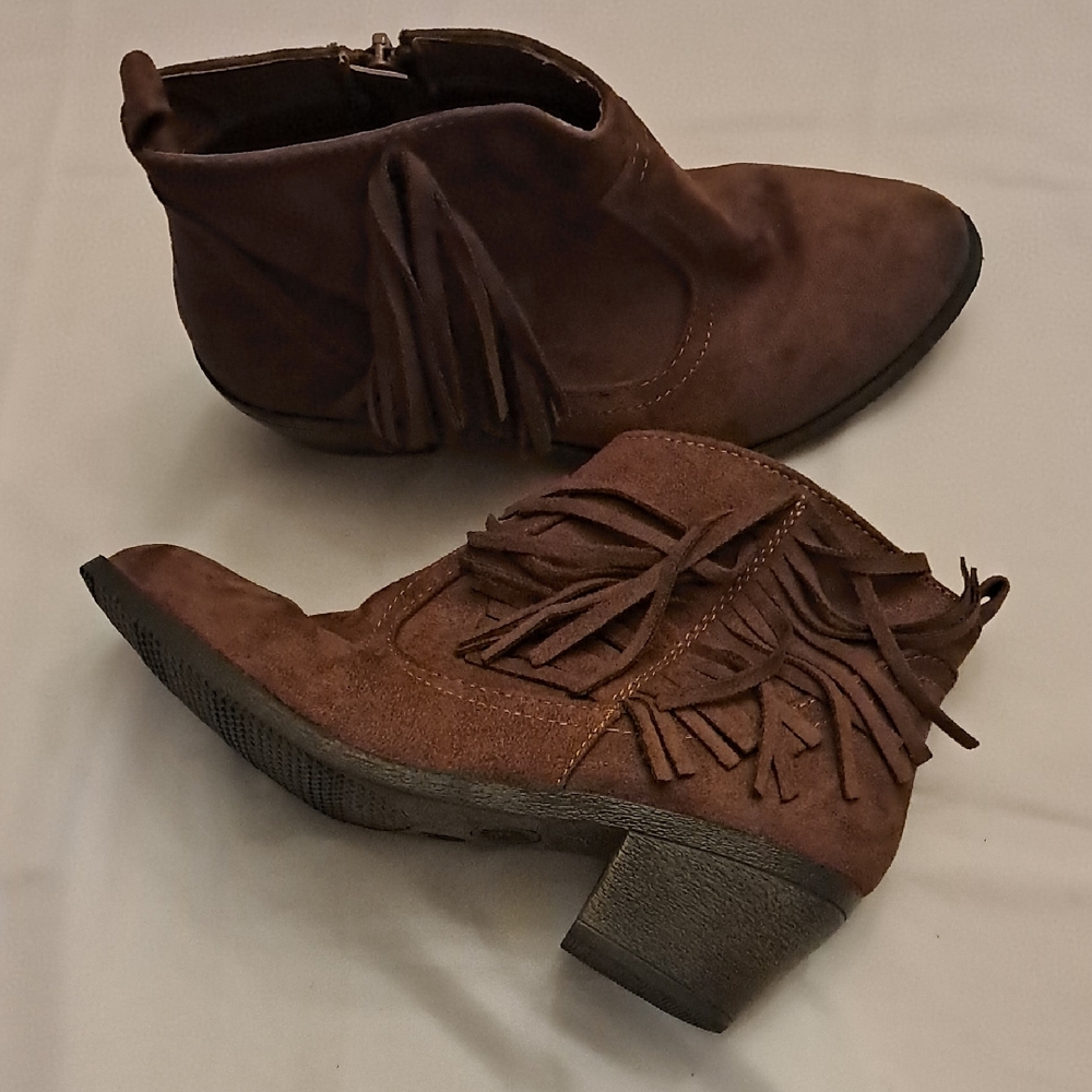 Faded Glory Suede Fringe Ankle Booties